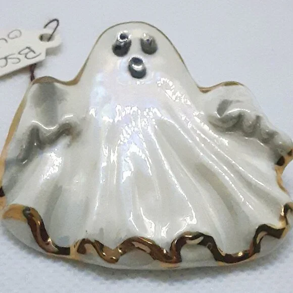 NEW Collectable Prosperity 22kt gold trimmed ceramic ghost pin - Picture 3 of 12